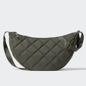 UNIQLO QUILTED ROUND SHOULDER BAG IN OLIVE
